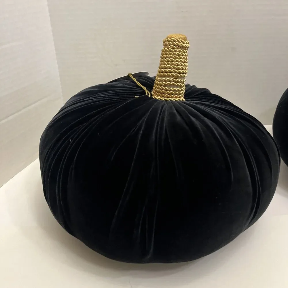 Target Threshold Decorative Black Velvet Pumpkin Pillow Plush 13”x10” Fall